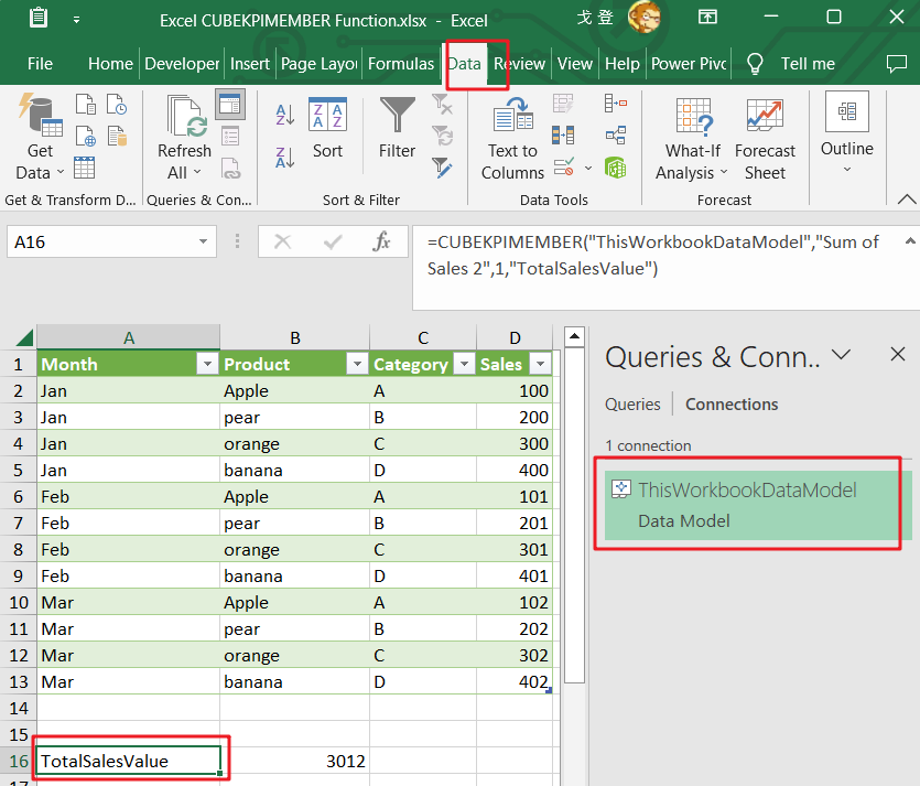 Excel CUBEKPIMEMBER Function 1
