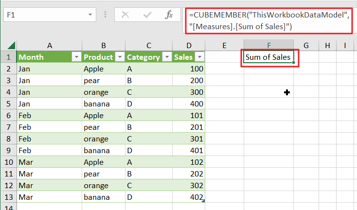 Excel CUBEMEMBER Function