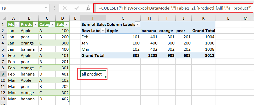 Excel CUBESET Function