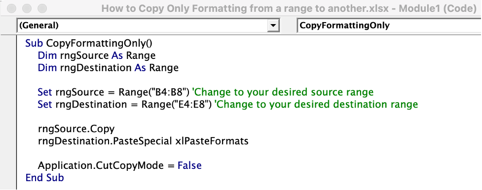How to Copy Only Formatting from a Range to Another 7.png