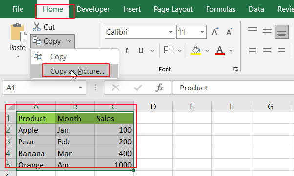 How to Copy and Paste Range or Chart object as Picture in Excel 2.png
