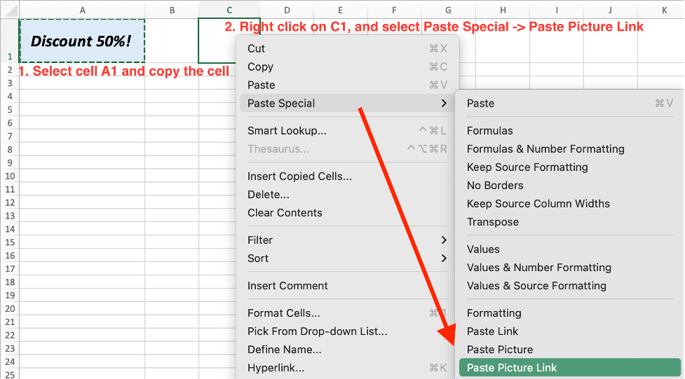 How to Reference Formatting and Value from Another Cell with Same Size, Font and Style in Excel 2.png
